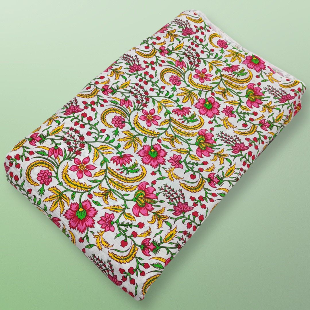 4 Meter Cotton Hand Printed Fabric