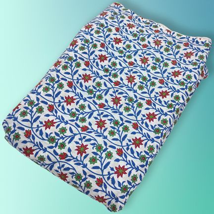 4 Meter Cotton Hand Printed Fabric