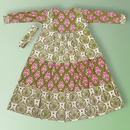 2-3 Year Yumna Printed Cotton Girls Dress 30 " Long Jalabiya
