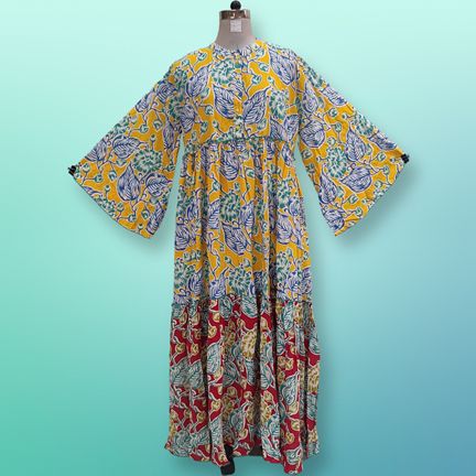 2XL/3XL  Aaniya Printed Cotton Dress 57" Jalabiya