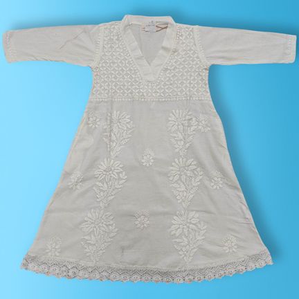 2-3 Year Teena Embroidery Cotton Girls Dress 30" Long Jalabiya