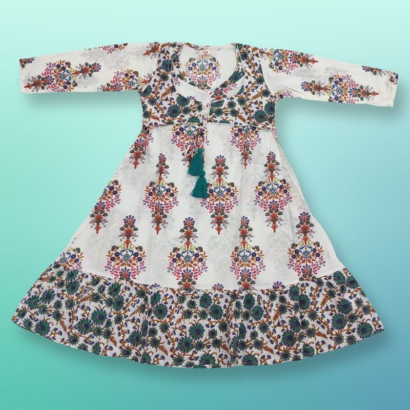 8-9 Azrah Printed Cotton Dress 42"Long Jalabiya