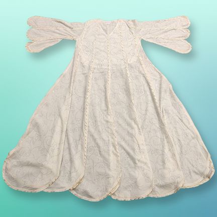 2-3 Year Meher Crystal White Cotton Girls Dress 30" Long Jalabiya