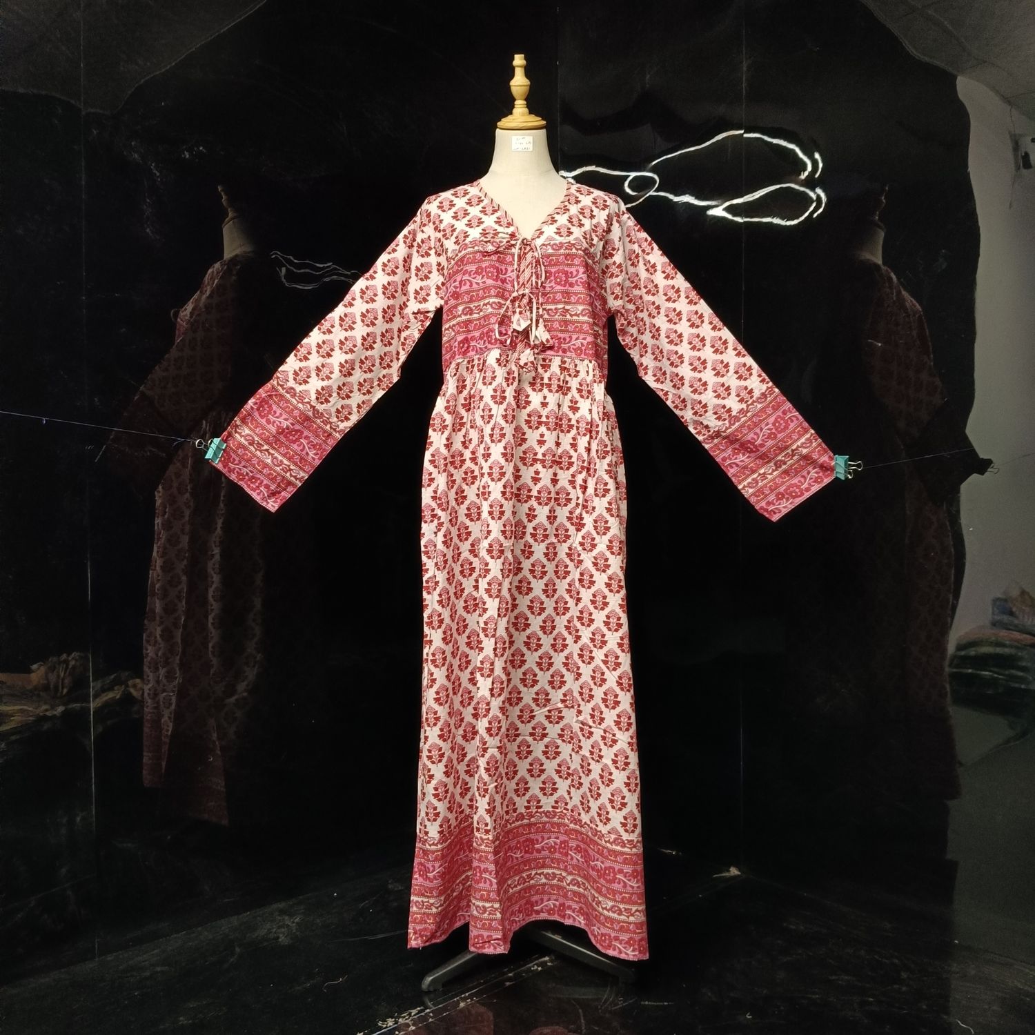 S/M  Beach Printed Cotton Dress 57" Long Jalabiya