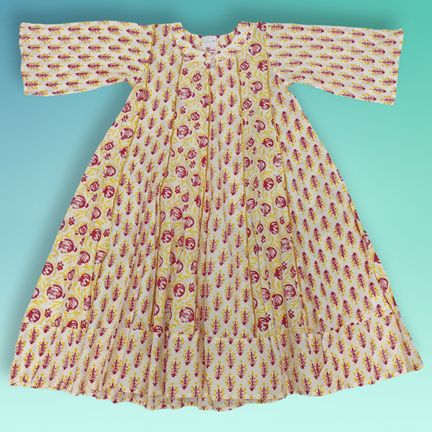 1-2 Year Liya Printed Cotton Girls Dress 26" Long Jalabiya
