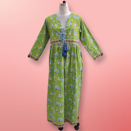 L/XL  Beach Printed Cotton Dress 57" Long Jalabiya