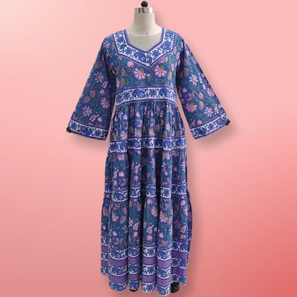 2XL/3XL Huda Printed Cotton Dress 57" Long Jalabiya