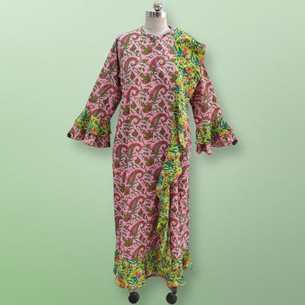 4XL/5XL Princess Printed Cotton Dress 57" Jalabiya