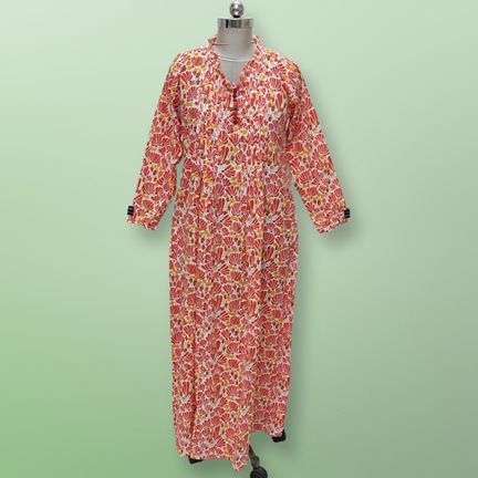 XS/S Sparrow Printed Cotton Dress 54'' Long Jalabiya