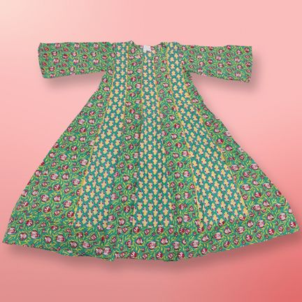 1-2 Year Liya Printed Cotton Girls Dress 26" Long Jalabiya