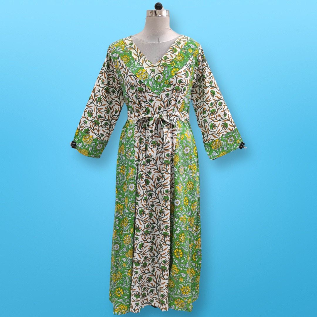 2XL/3XL  Noor Printed Cotton Dress 57" Long Jalabiya