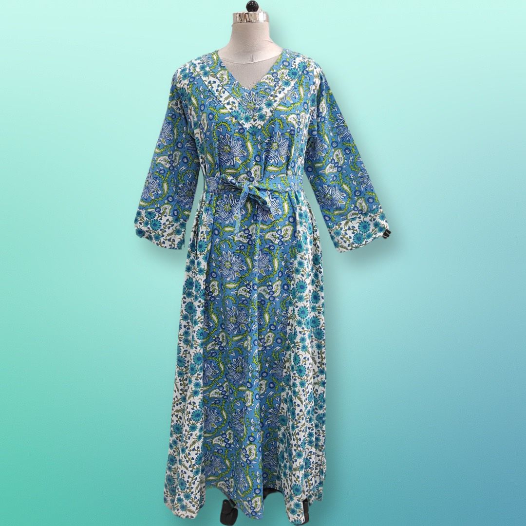 2XL/3XL  Noor Printed Cotton Dress 57" Long Jalabiya