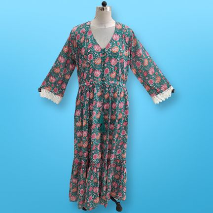 4XL/5XL Ari Rama Printed Cotton  Dress 57" Long Jalabiya