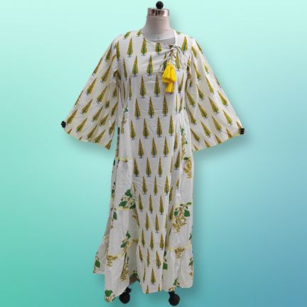 L/XL Cindrella Printed Cotton Dress 57" Long Jalabiya