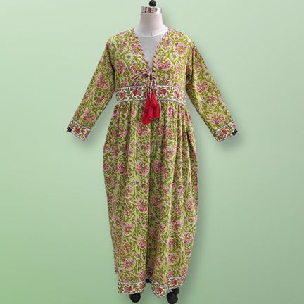 L/XL  Beach Printed Cotton Dress 57" Long Jalabiya