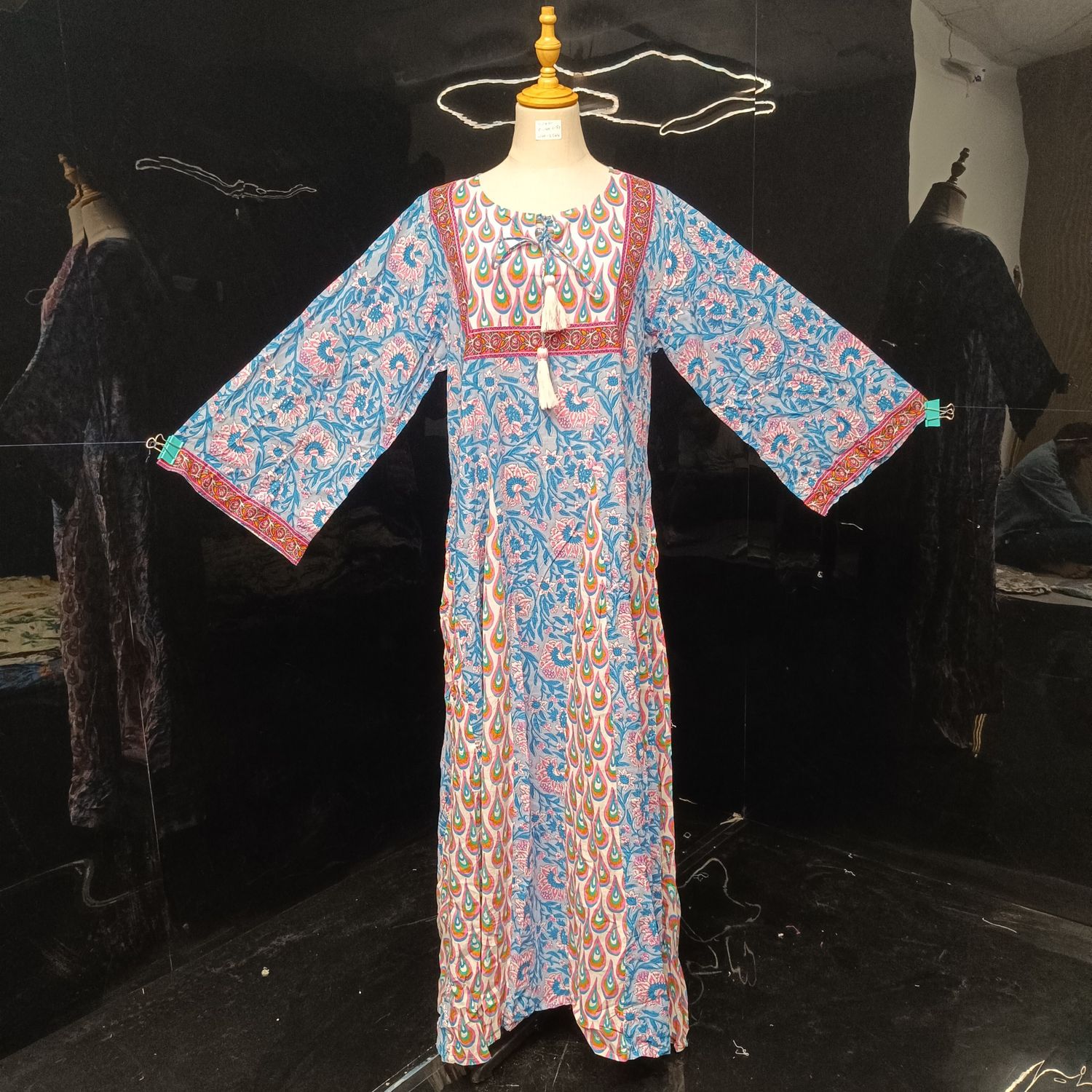 L/XL Anaya Printed Cotton Dress 57"Long Jalabiya