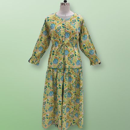 2XL/3XL Cora Printed Cotton Dress 57" Long Jalabiya