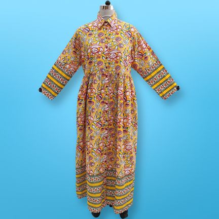 4XL/5XL Ana Printed Cotton Dress 56" Long Jalabiya