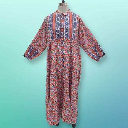 Free Size Adara Printed Cotton Dress 57" Long Jalabiya