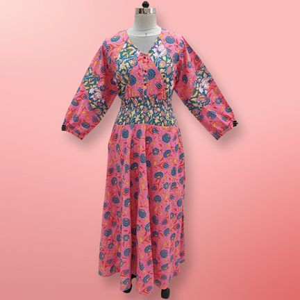 2XL/3XL Mawiya Printed Cotton Dress 57" Long Jalabiya