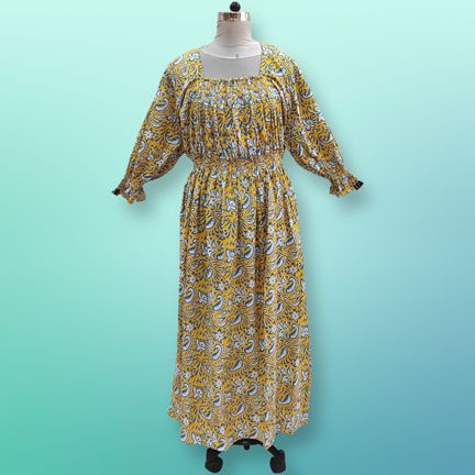 Free Size Fazlin Printed Cotton Dress 57" Long Jalabiya