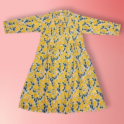 4-5 Year Sparrow Printed Cotton Girls Dress 34'' Long Jalabiya