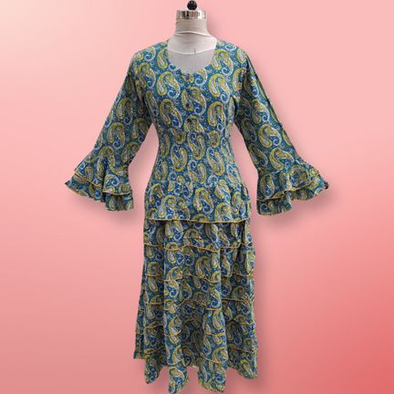 2XL/3XL Jawaria Printed Cotton Dress 57" Long Jalabiya