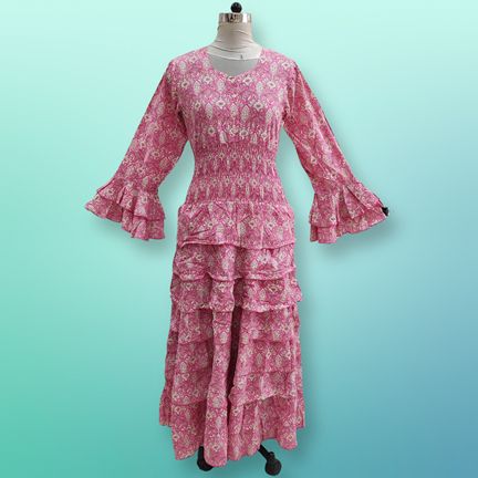 4XL/5XL Jawaria Printed Cotton Dress 57" Long Jalabiya