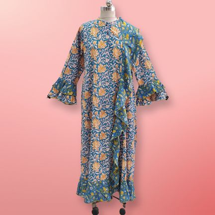 L/XL Princess Printed Cotton Dress 57" Jalabiya