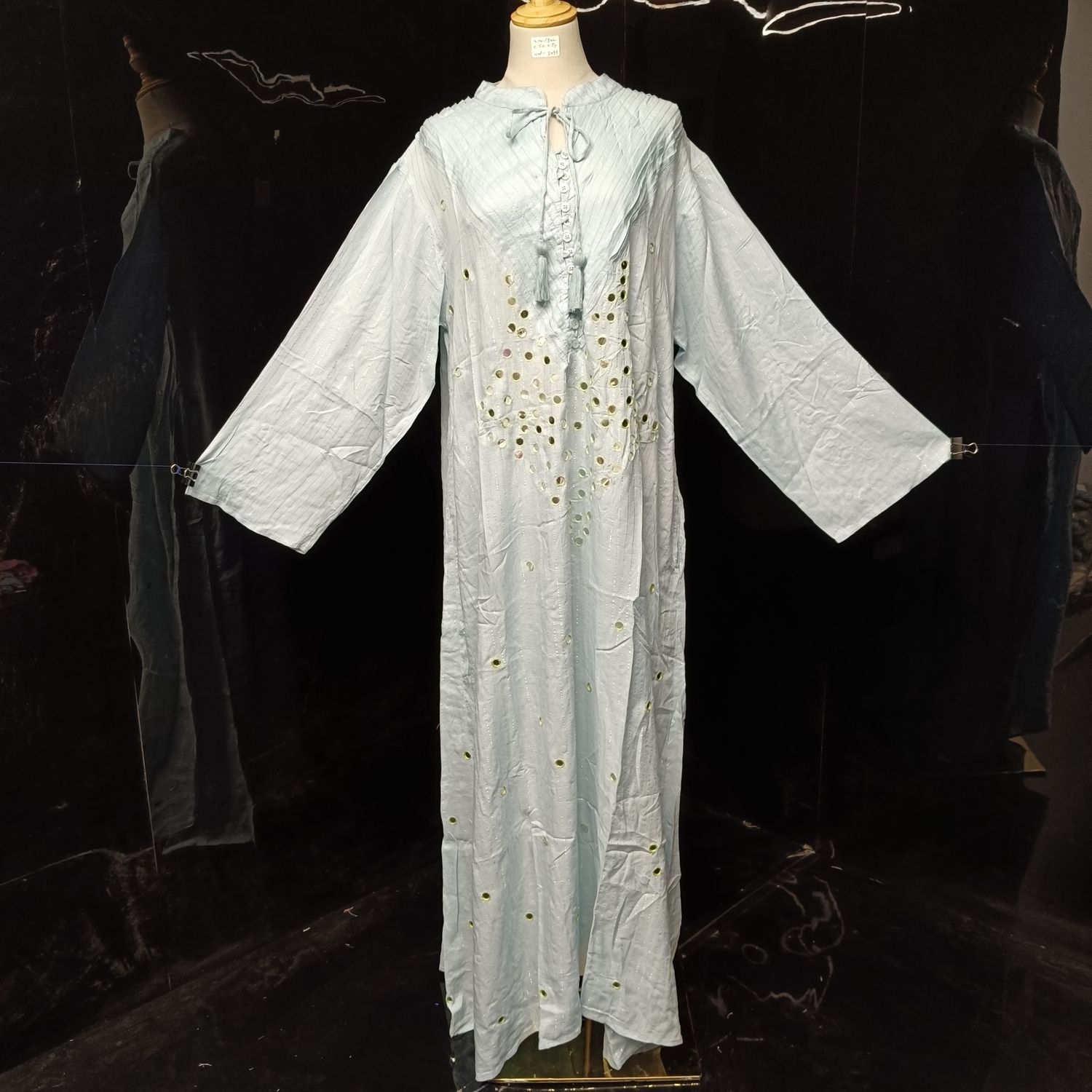 L/XL Anisa Printed Cotton Dress 57"  Long Sleeves Jalabiya