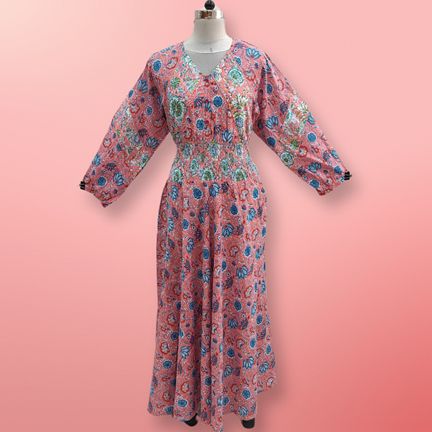 2XL/3XL Mawiya Printed Cotton Dress 57" Long Jalabiya