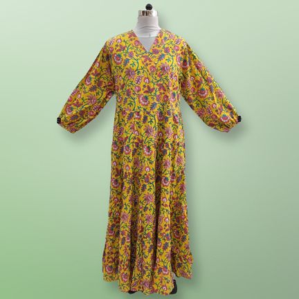 4XL/5XL Shafna Printed Cotton Dress 57" Long Jalabiya