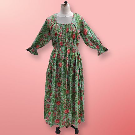 Free Size Fazlin Printed Cotton Dress 57" Long Jalabiya