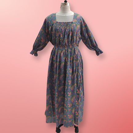 Free Size Fazlin Printed Cotton Dress 57" Long Jalabiya