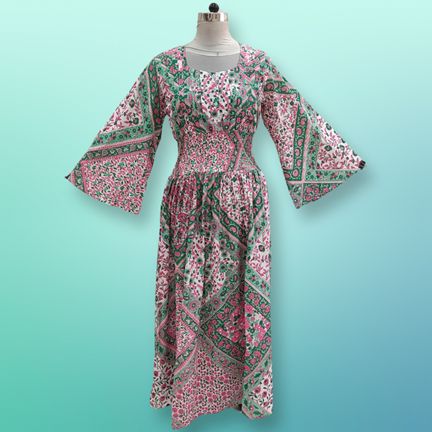 2XL/3XL Akilah Printed Cotton Dress 57" Long Jalabiya