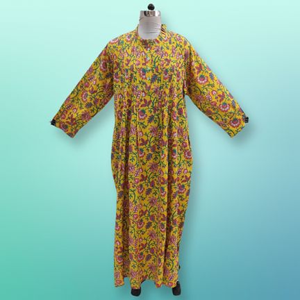 2XL/3XL Asra Printed Cotton Dress 57" Long Jalabiya