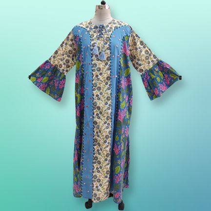 4XL/5XL Rimsha Multi Printed Cotton Dress 56" Long Jalabiya