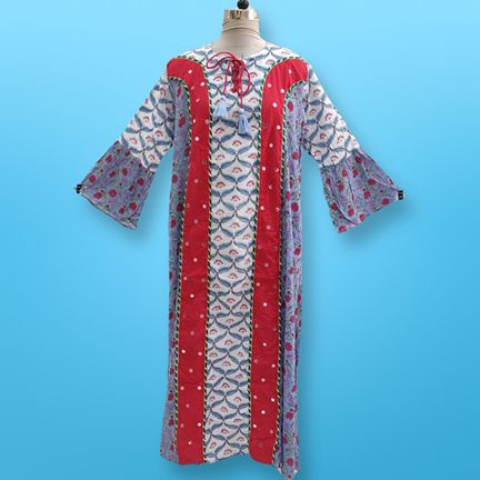 2XL/3XL Rimsha Multi Printed Cotton Dress 56" Long Jalabiya