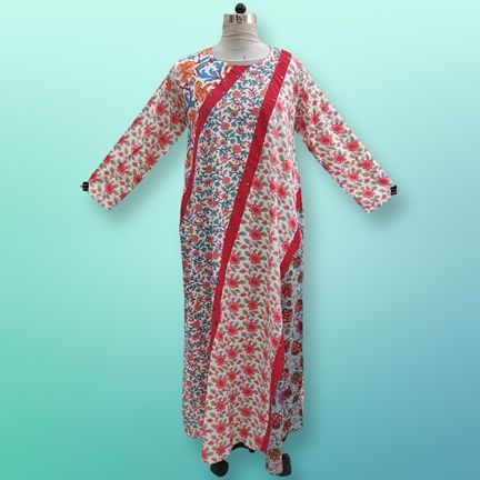 S/M Nury Multi Printed Cotton Dress 56" Long Jalabiya