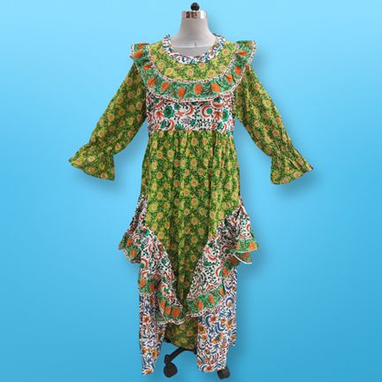 2XL/3XL Jalila Printed Cotton Dress 57" Long Jalabiya