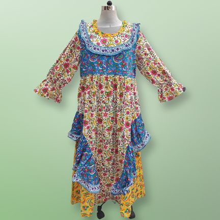 2XL/3XL Jalila Printed Cotton Dress 57" Long Jalabiya