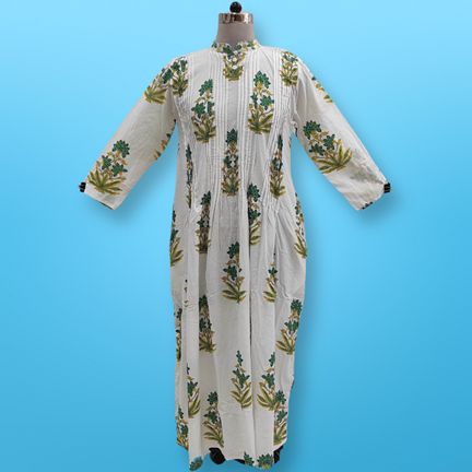L/XL Adiat Printed Cotton Dress 57'' Long Jalabiya