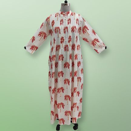 L/XL Adiat Printed Cotton Dress 57'' Long Jalabiya