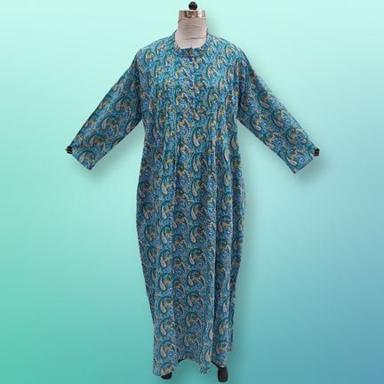 2XL/3XL Asra Printed Cotton Dress 57" Long Jalabiya