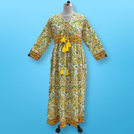 L/XL  Beach Printed Cotton Dress 57" Long Jalabiya
