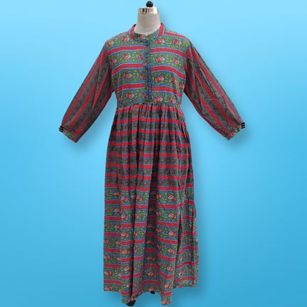 L/XL Special Printed Cotton Dress 57" Long Sleeves Jalabiya