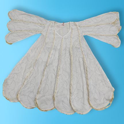 2-3 Year Meher Crystal White Cotton Girls Dress 30" Long Jalabiya