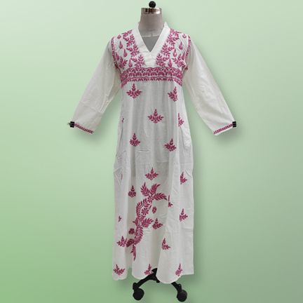L/XL Teena Embroidery Printed Cotton Dress 57" Long Jalabiya