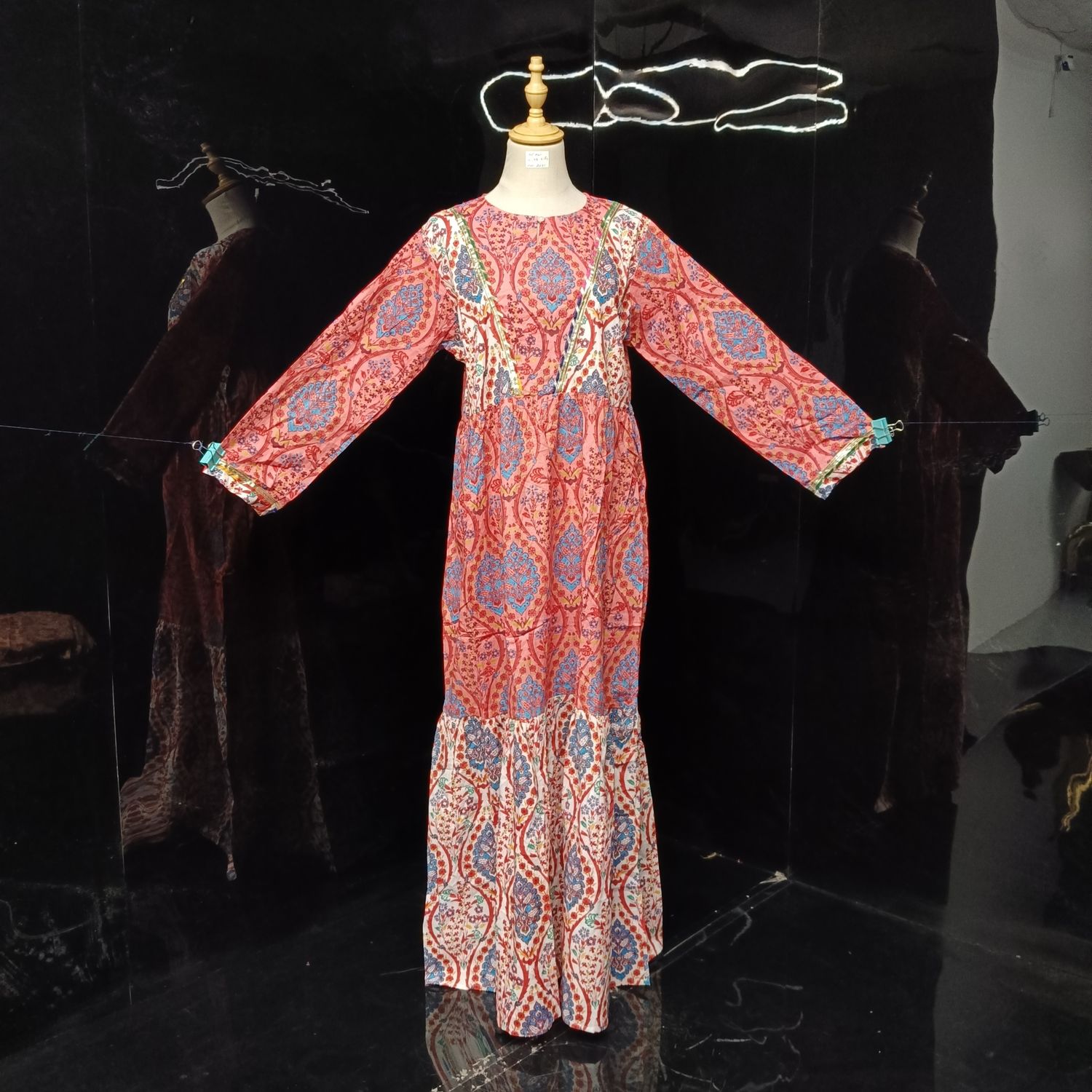 L/XL Zahida Printed Cotton Dress 57" Long Jalabiya