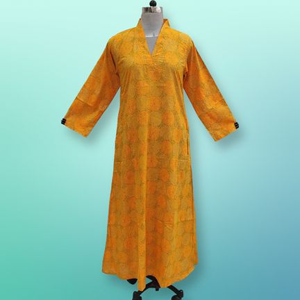 S/M Teena Printed Cotton Dress 57" Long Jalabiya
